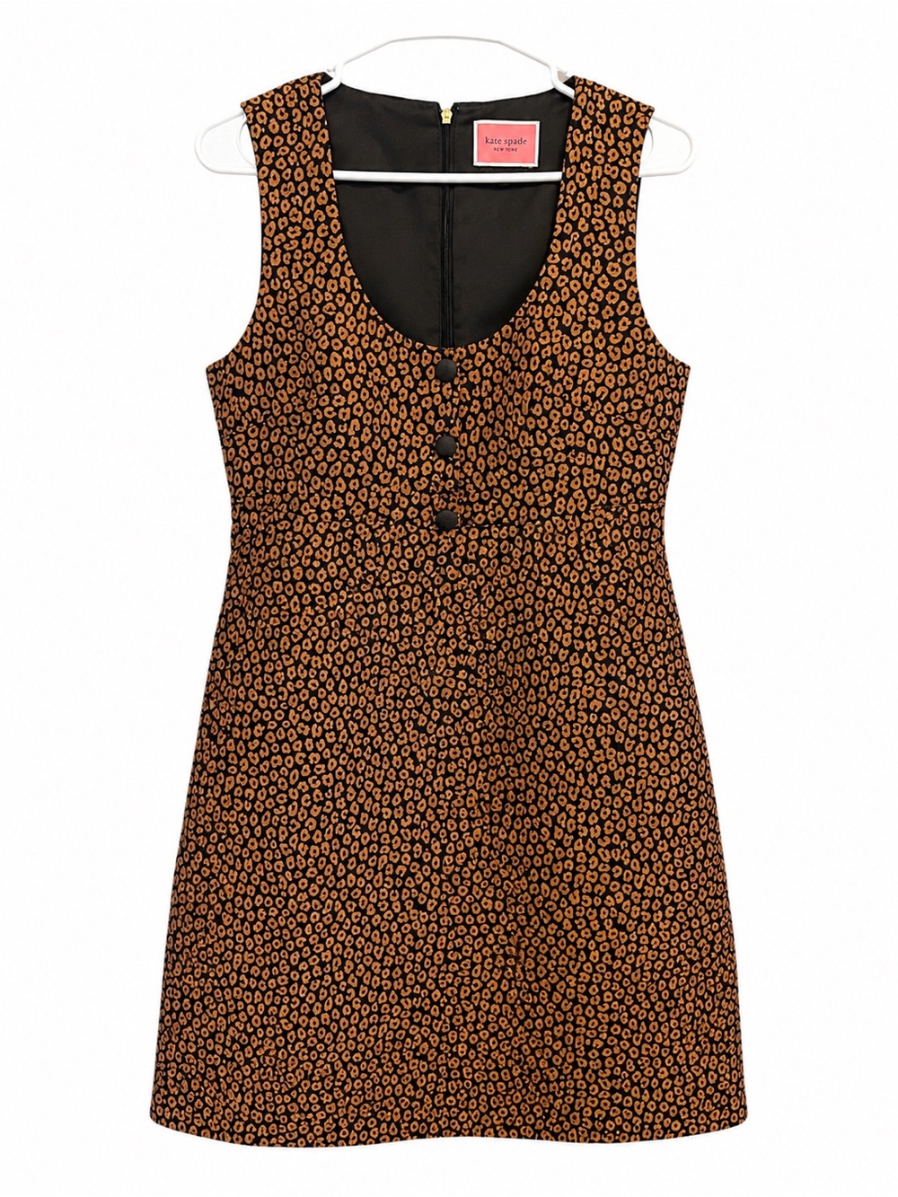 kate spade Brown Black Leopard Jacquard Sleeveless Sheath Dress 6 Old Money Chic